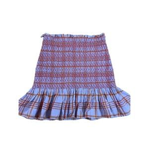 Urban Outfitters Rosemary Plaid Smocked Mini‎ Skirt Size Small Linen Blend